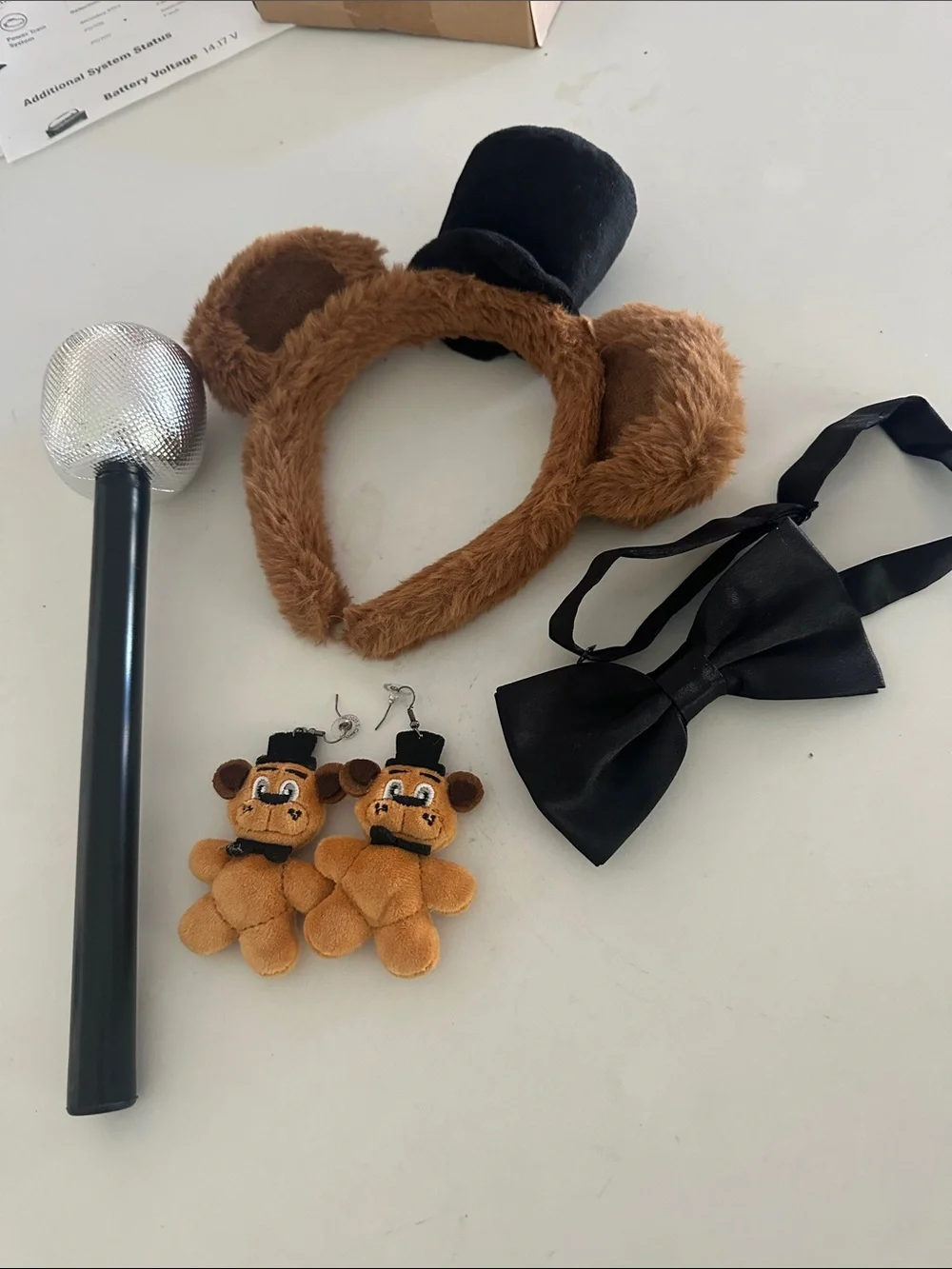 FREDDY Plush Brown Bear Headband Costume Set with Black Bow Tie and Accessory